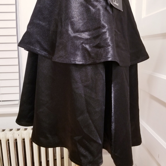 NWT Lulus Black Sequin Tiered Satin Mini Dress, Size XS - Picture 10 of 15